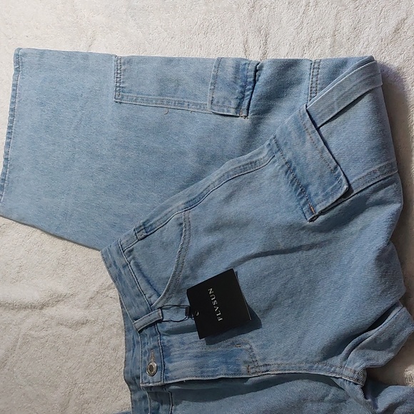 FLVSUN High Waist Jeans Cargo Flap Pocket Baggy - Picture 6 of 8